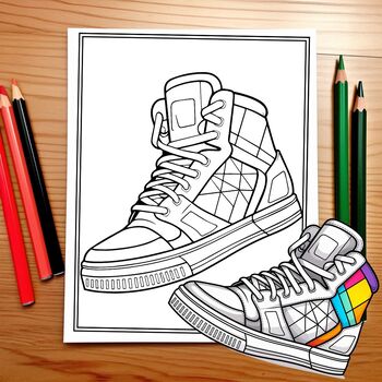 Sneaker coloring pages fashion designs coloring sheets bundle by funnyarti