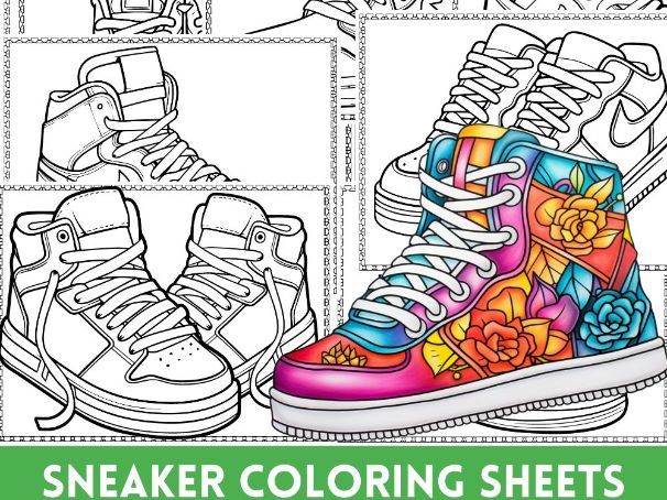 Sneaker coloring pages fashion designs coloring sheets teaching resources