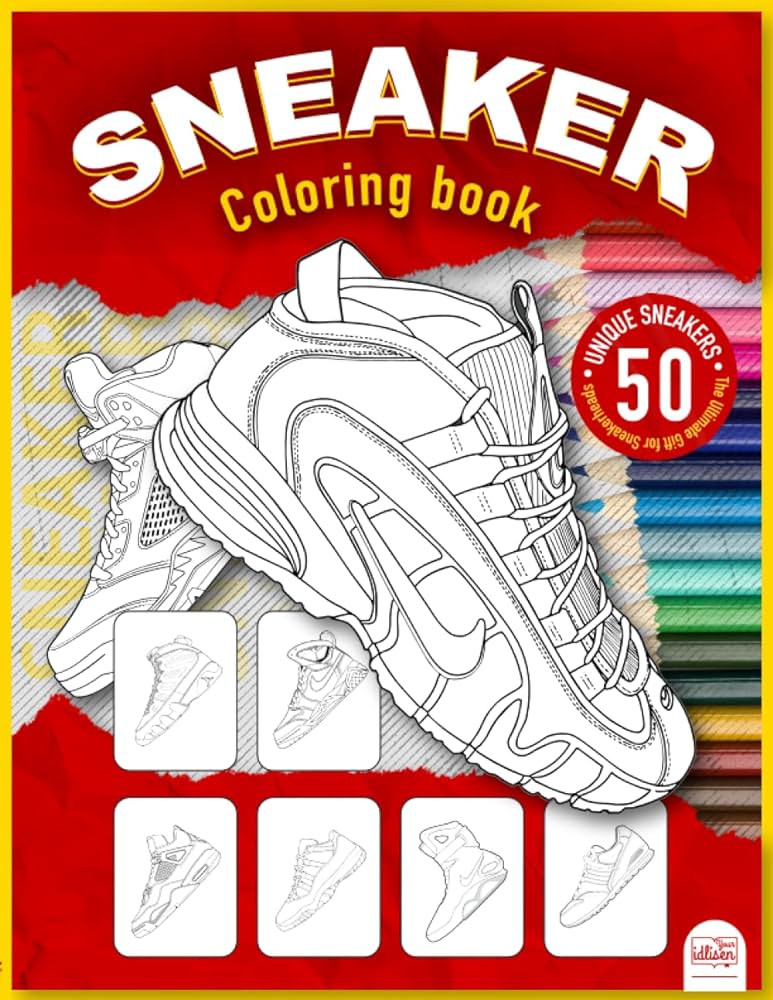 Sneaker coloring book for adults and kids unique sneaker designs