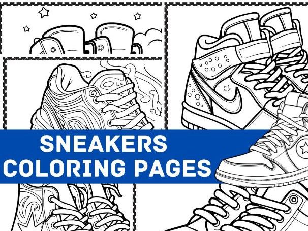 Sneaker coloring pages fashion designs coloring sheets bundle teaching resources