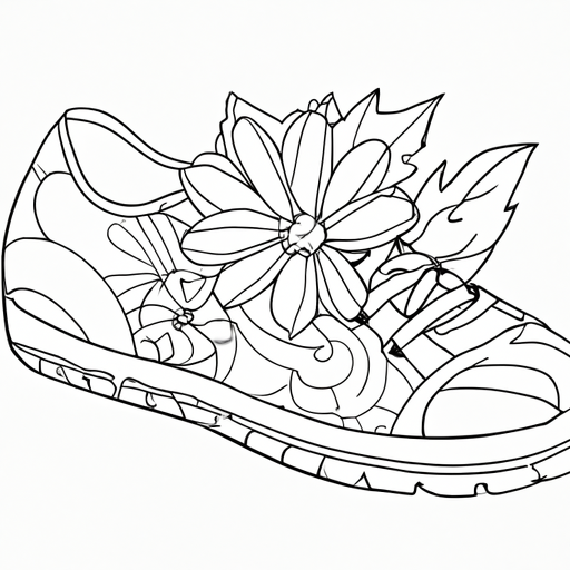 Bluehealer a sneaker shoe vector illustration of flower and leaves on shoe white background