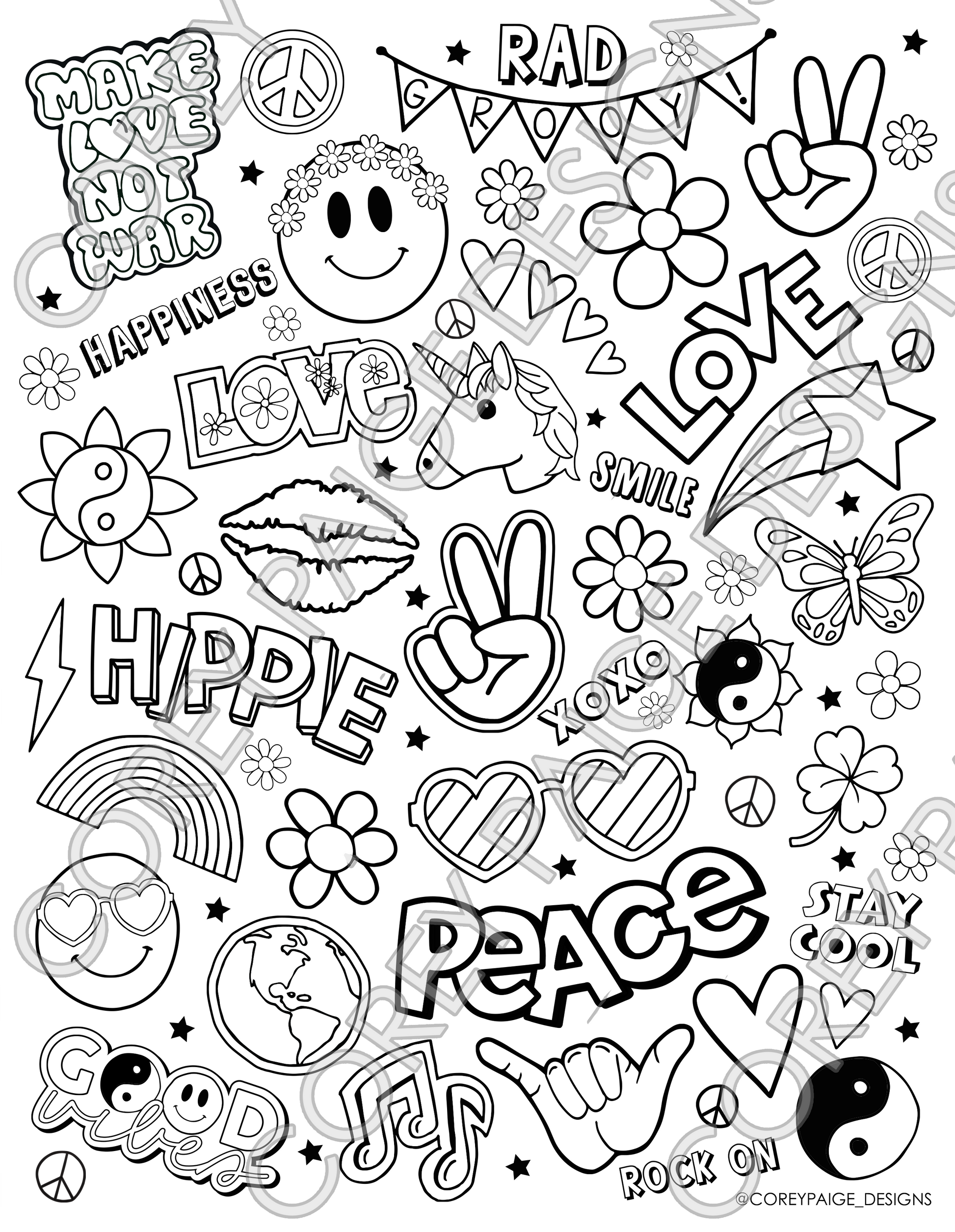 Good vibes coloring sheet pack â