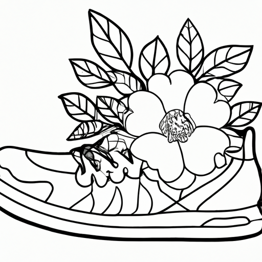 Bluehealer a sneaker shoe drawn vector illustration of flower and leaves on shoe white background