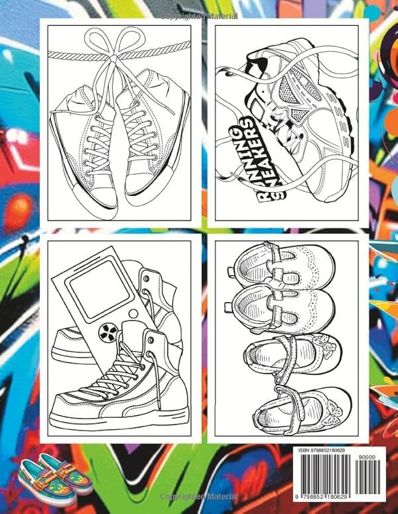 Sneakers shoes coloring book unleash your creativity on urban shoe designs