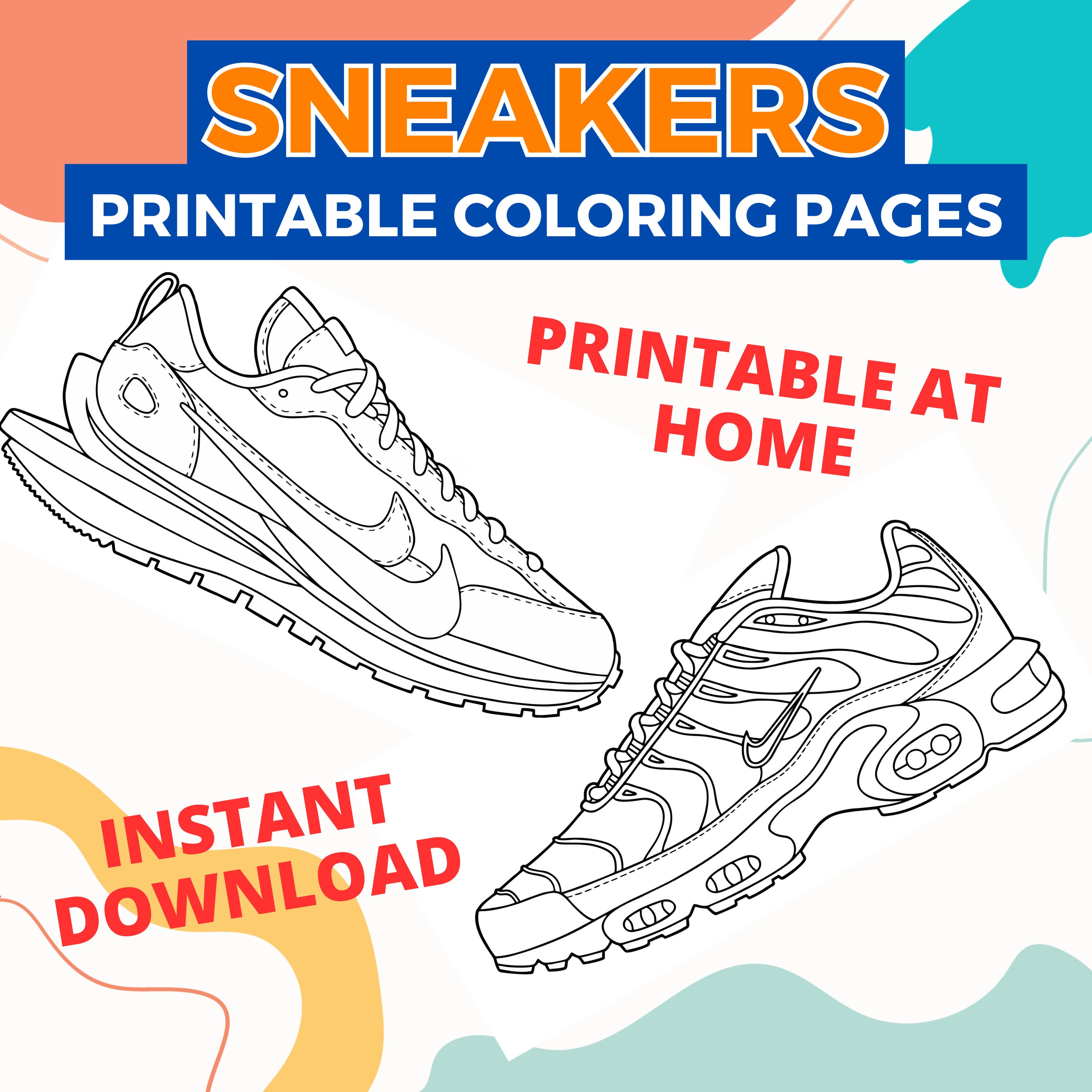 Most popular sneakers coloring pages to print and color instantly download now