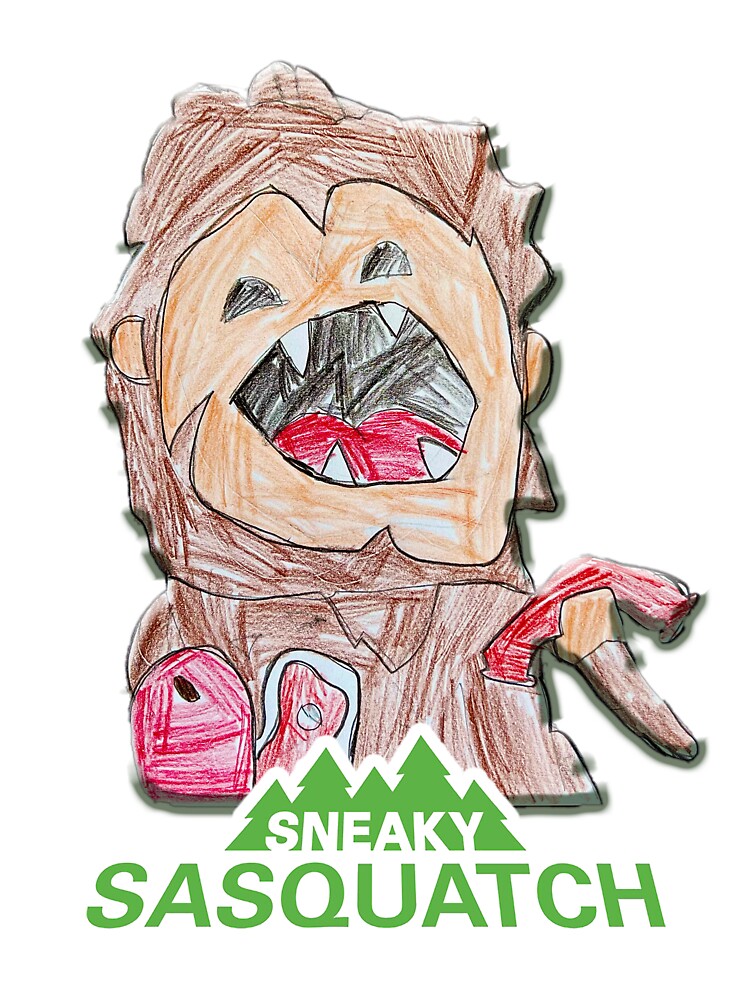 Sneaky sasquatch hand drawing kids t
