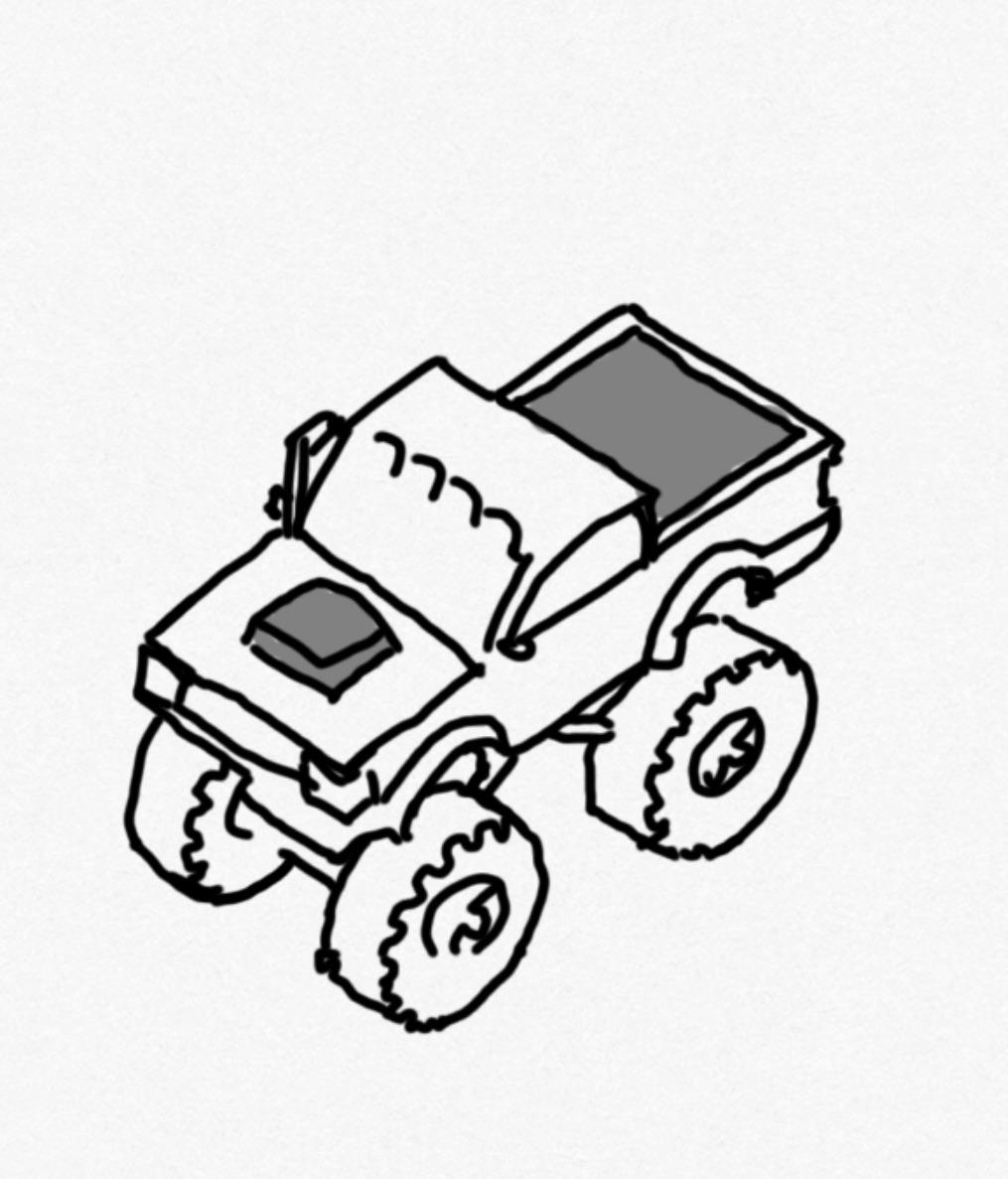 Drew a picture of the monster truck delves pls respond i been working on this for hour rsneakysasquatch