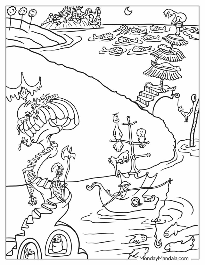 Dr seuss coloring pages free pdf printables