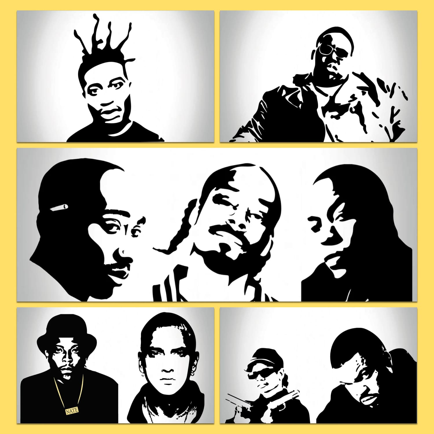 Rap artists silhouettestencil bundle