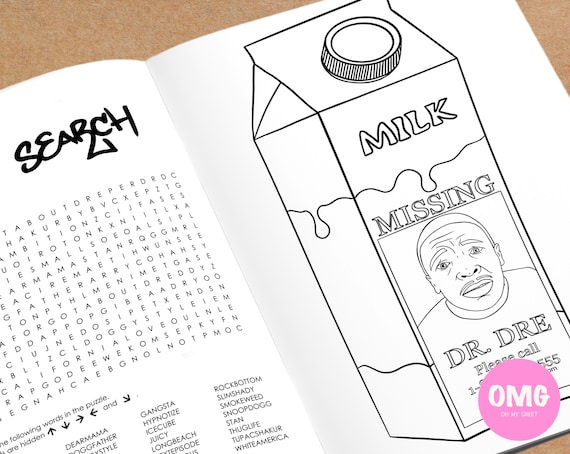 Hip hop activity book coloring book big pac eminem snoop dogg dr dre eazy e ice cube rapper gift hip hop gift