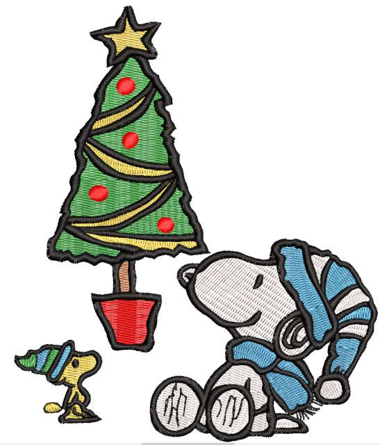Snoopy woodstock christmas tree embroidery design studio