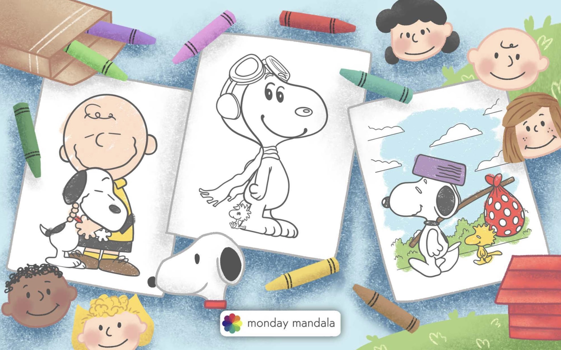 Peanuts snoopy coloring pages free pdf printables