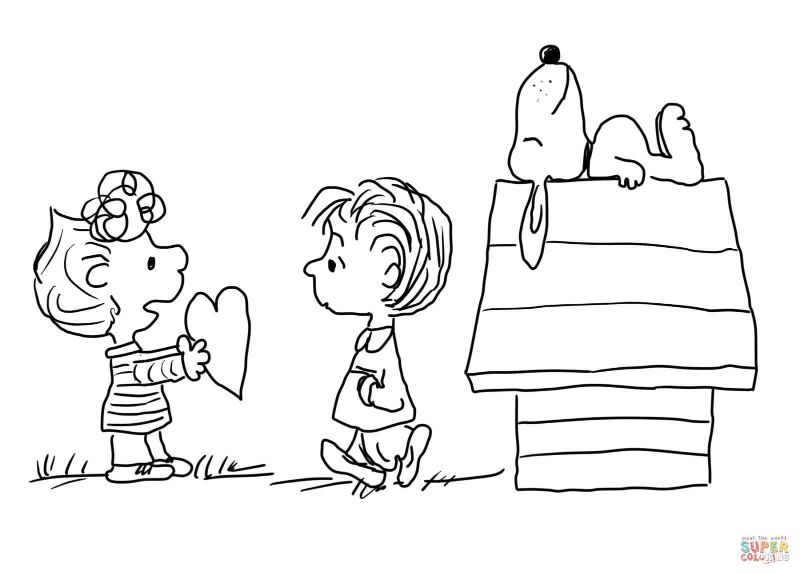 Charlie brown valentines day coloring page free printable coloring pages