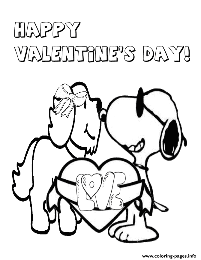 Snoopy and valentine dog coloring page printable
