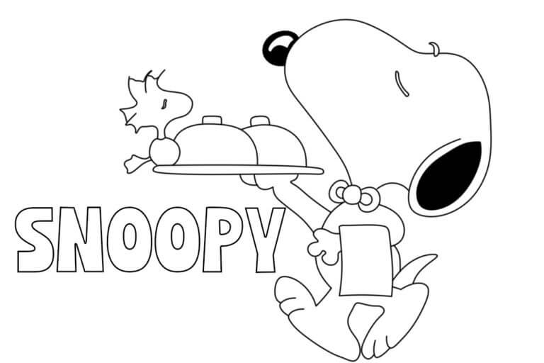 Linus with a big valentine coloring page