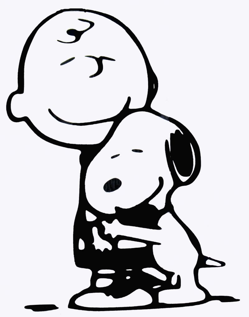 Charlie brown and snoopy hug diecut decal