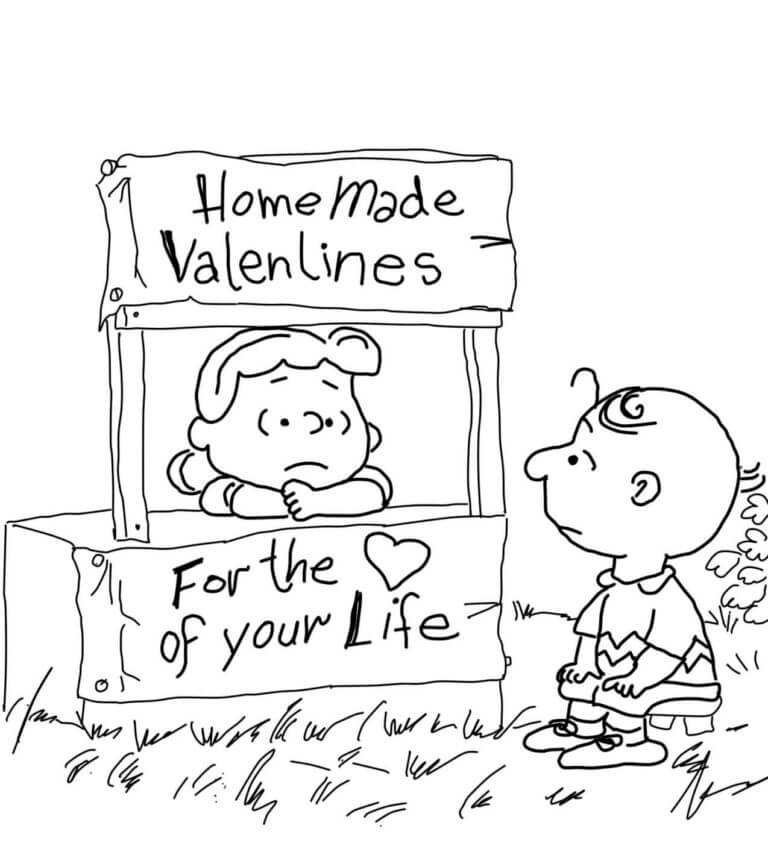 Snoopy with a heart in his paws coloring page
