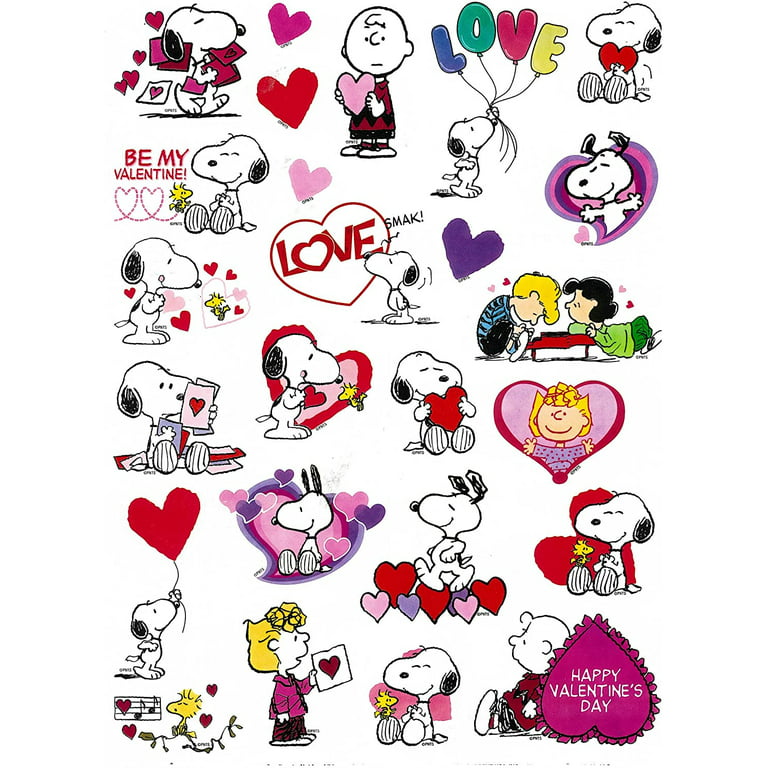 Peanuts characters lucy sally schroeder snoopy and woodstock valentine stickers with snoopy stickers