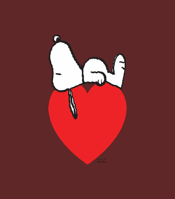 Peanuts snoopy heart valentines day poster by oscard paety