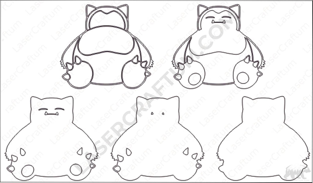 Snorlax pokemon layered design for cutting
