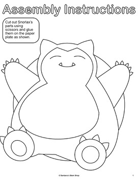 Pokemon arts and crafts activity snorlax edition by santanas stem shop
