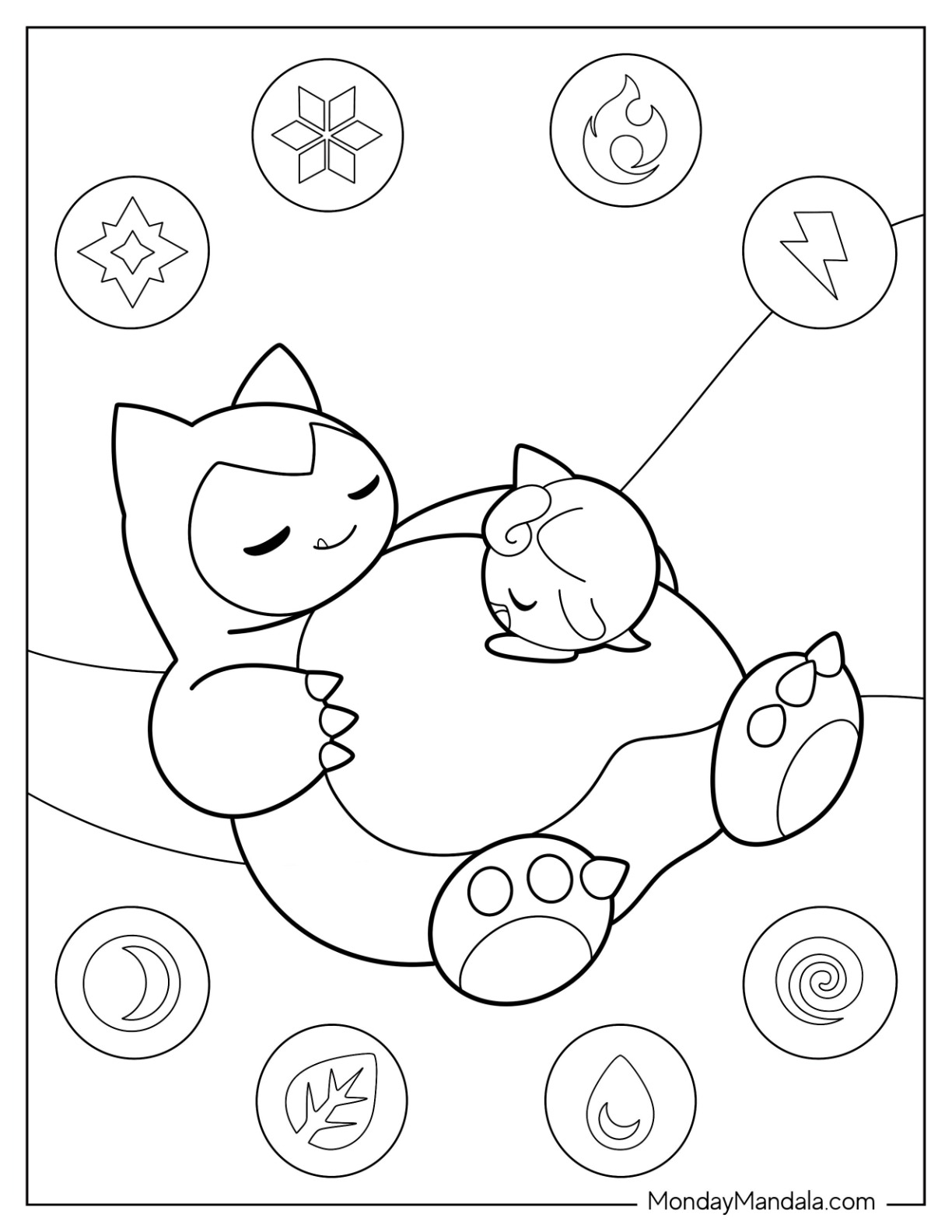 Snorlax coloring pages free pdf printables