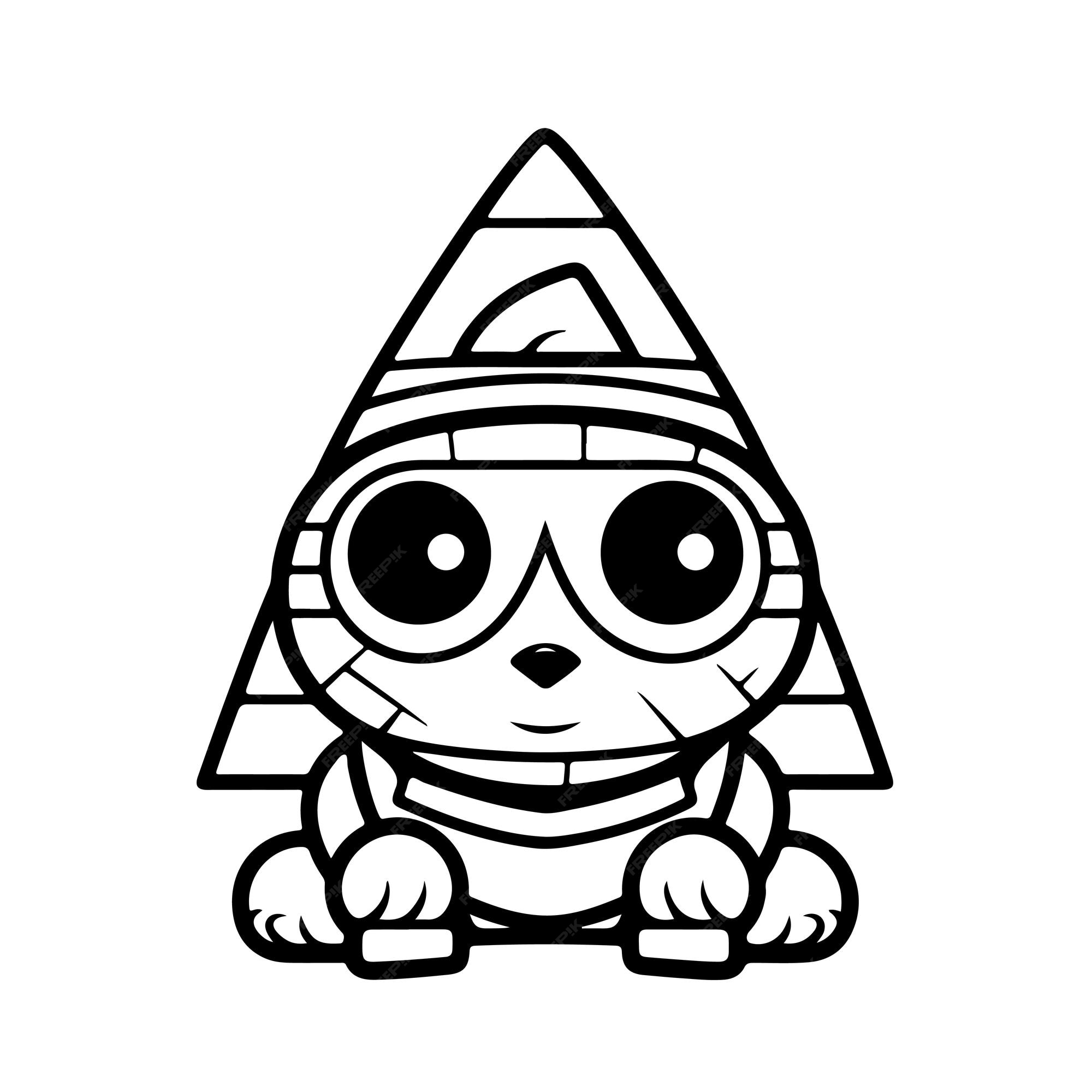 Premium vector sketch hand drawn single line art coloring page pyramid
