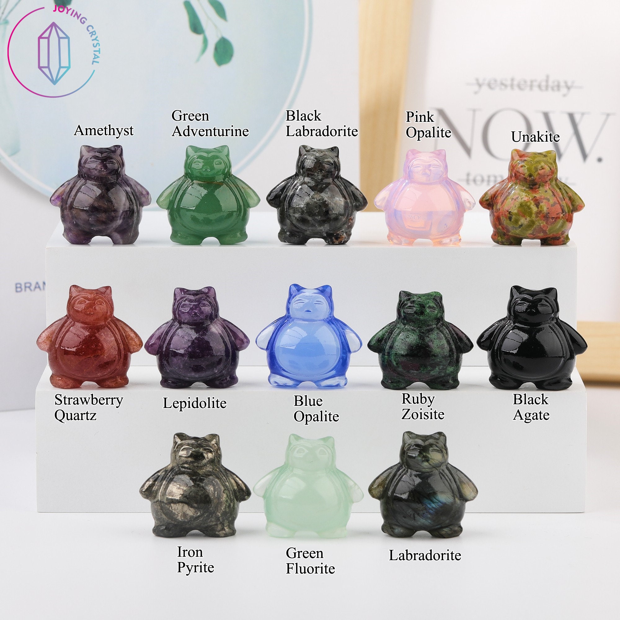 Inchmini natural gemstone snorlax statuequartz crystalcrystal cartoon figurinemineral specimen ornamenthome decorstion gifts
