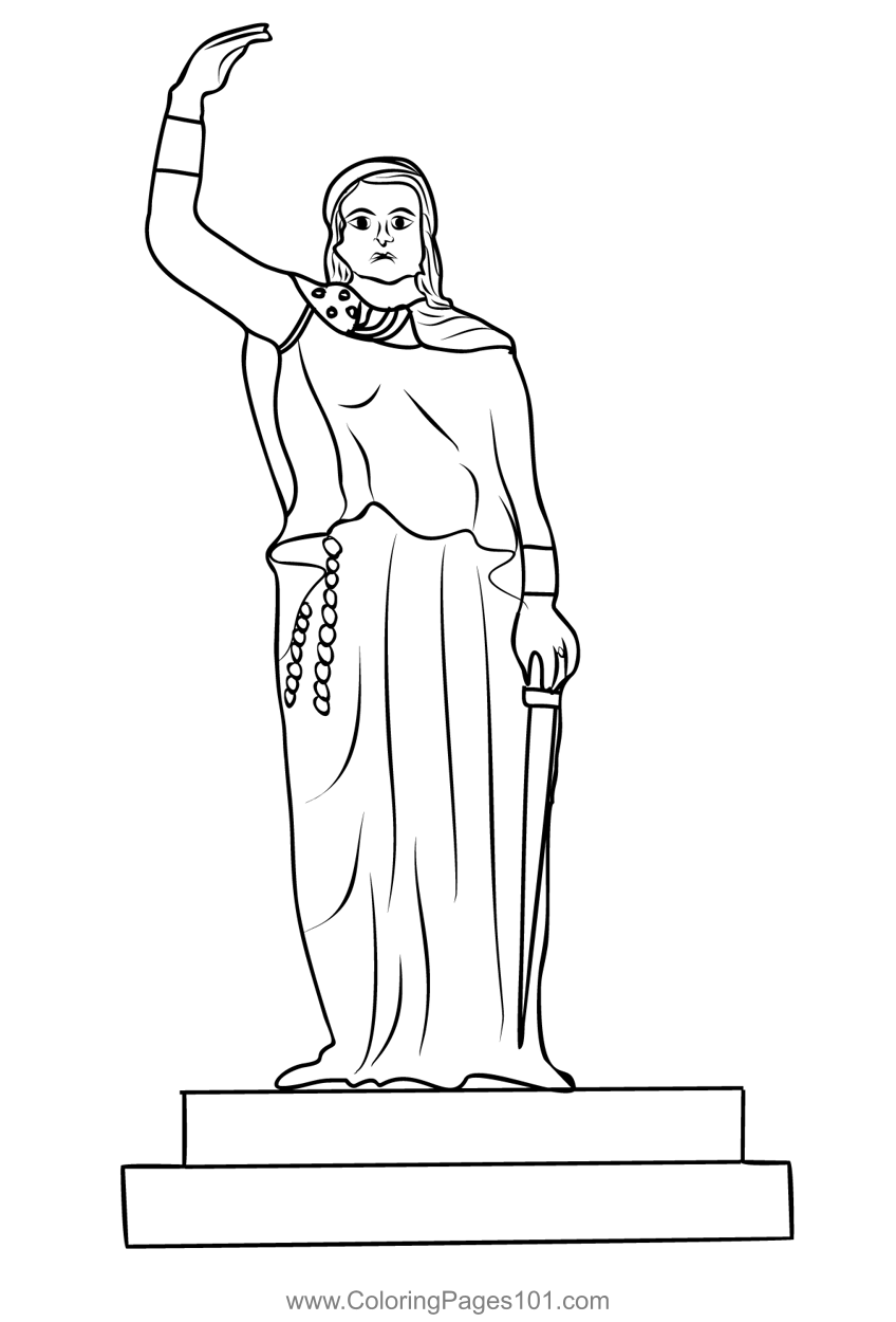 Statue of dyhia in khenchela algeria coloring page for kids