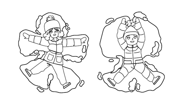 Premium vector kid snow angel vector