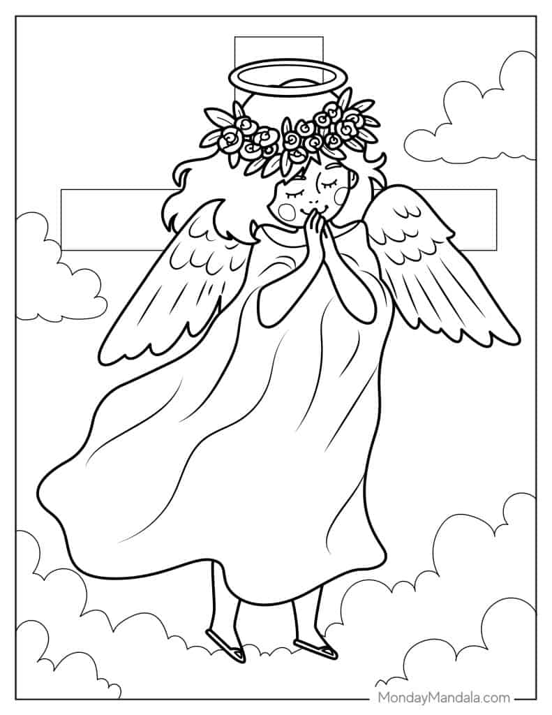 Angel coloring pages free pdf printables