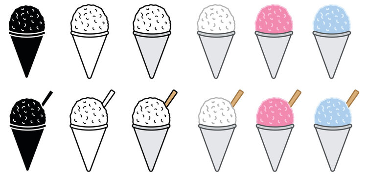 Shaved ice snow cone clipart set