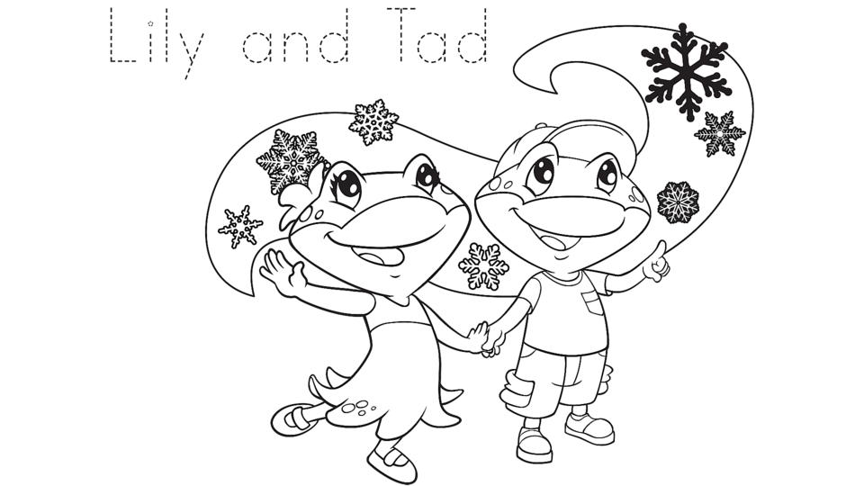 Lily tads snow day coloring page