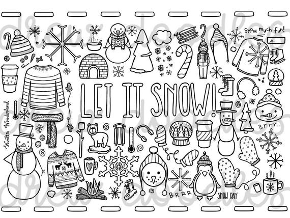 Let it snow coloring page instant download