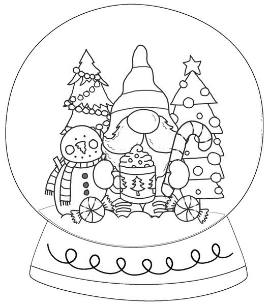 Christmas gnome in a snow globe clipart