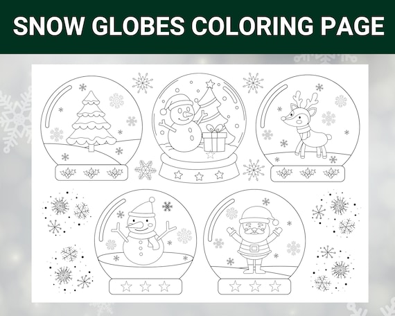 Snow globes coloring page snow globe coloring christmas coloring christmas activities christmas games christmas printables