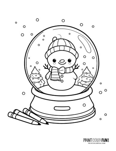 Snow globe clipart coloring pages for a magical holiday season at