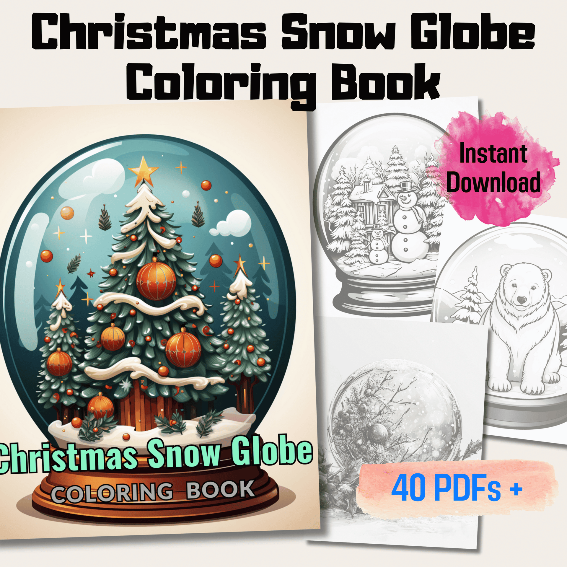 Christmas snow globe coloring book snow globe grayscale coloring p â funny print for you