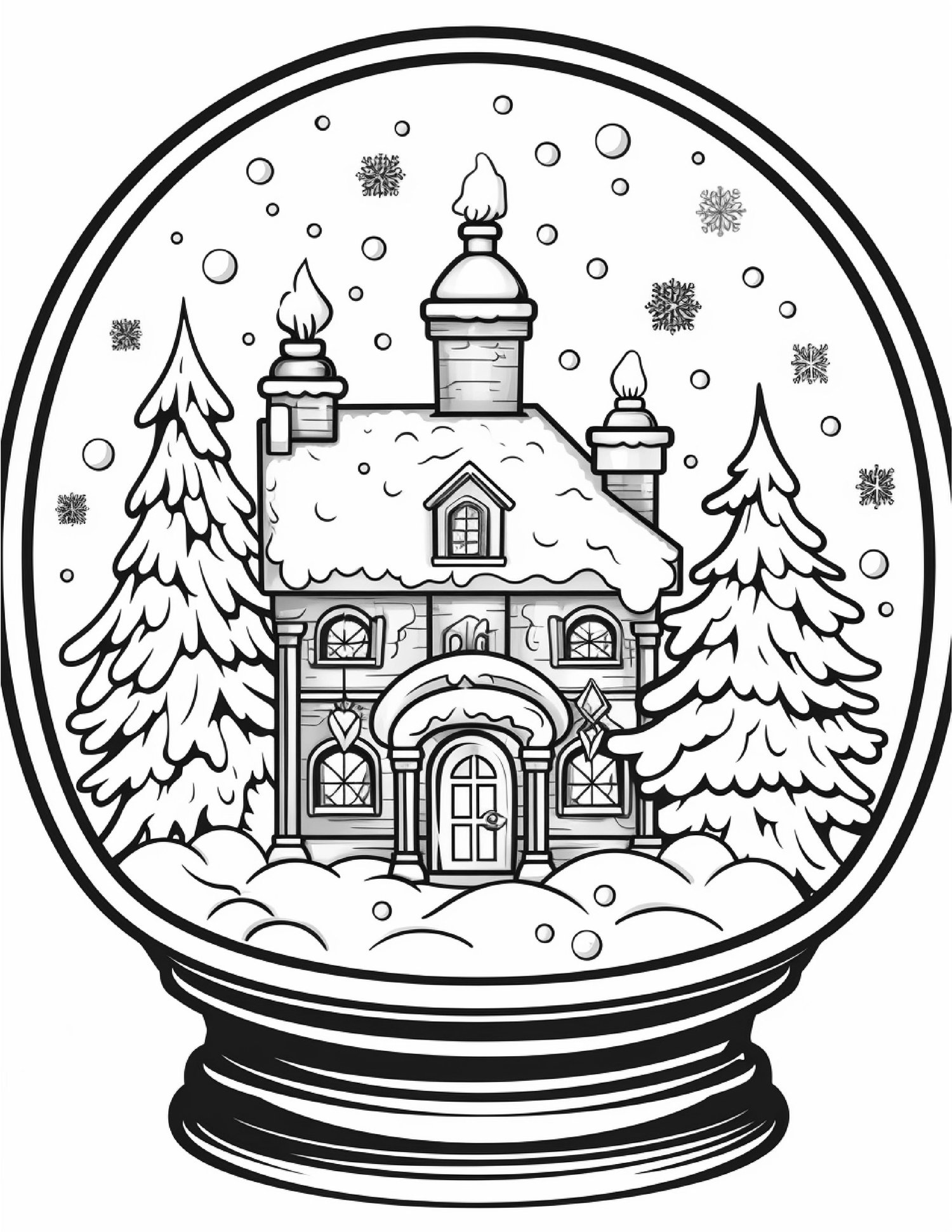 Christmas snow globes coloring pages for adults