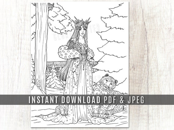 Snow leopard coloring page printable adult coloring page winter color page instant download
