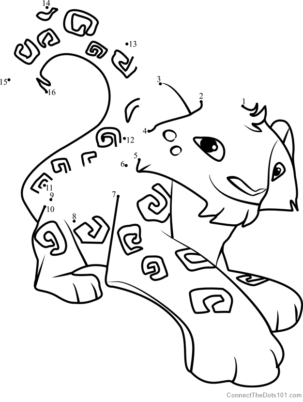Snow leopard animal jam dot to dot printable worksheet