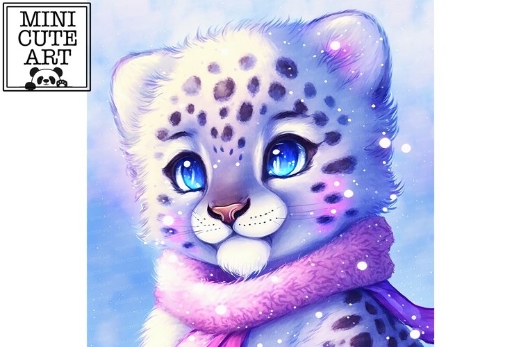 Watercolor leopard snow leopard clip art