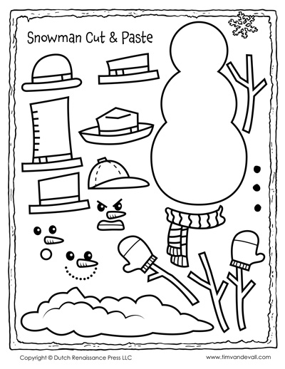 Printable snowman clipart template coloring pages for kids â tims printables