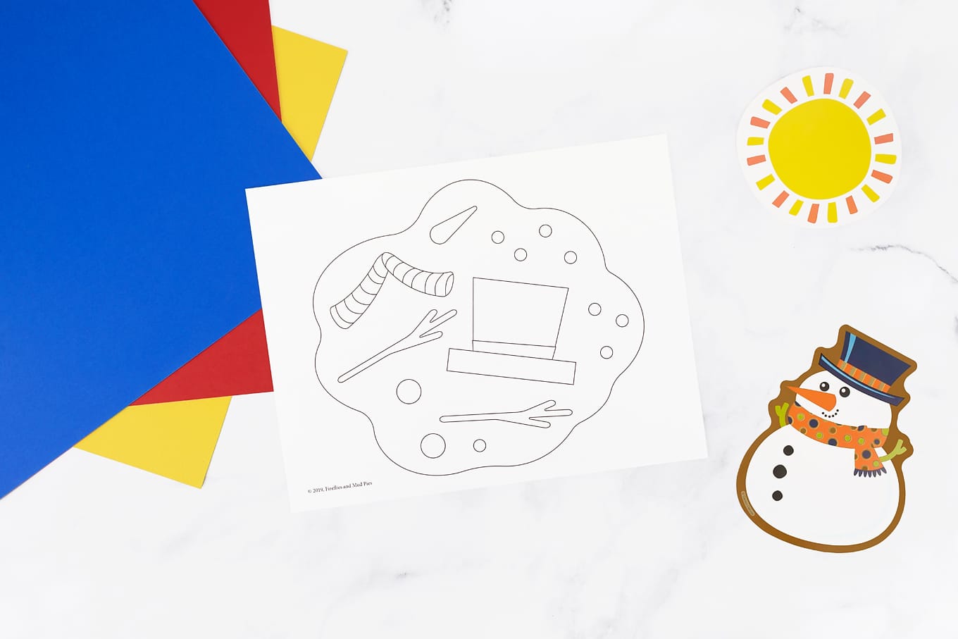Melting snowman coloring page