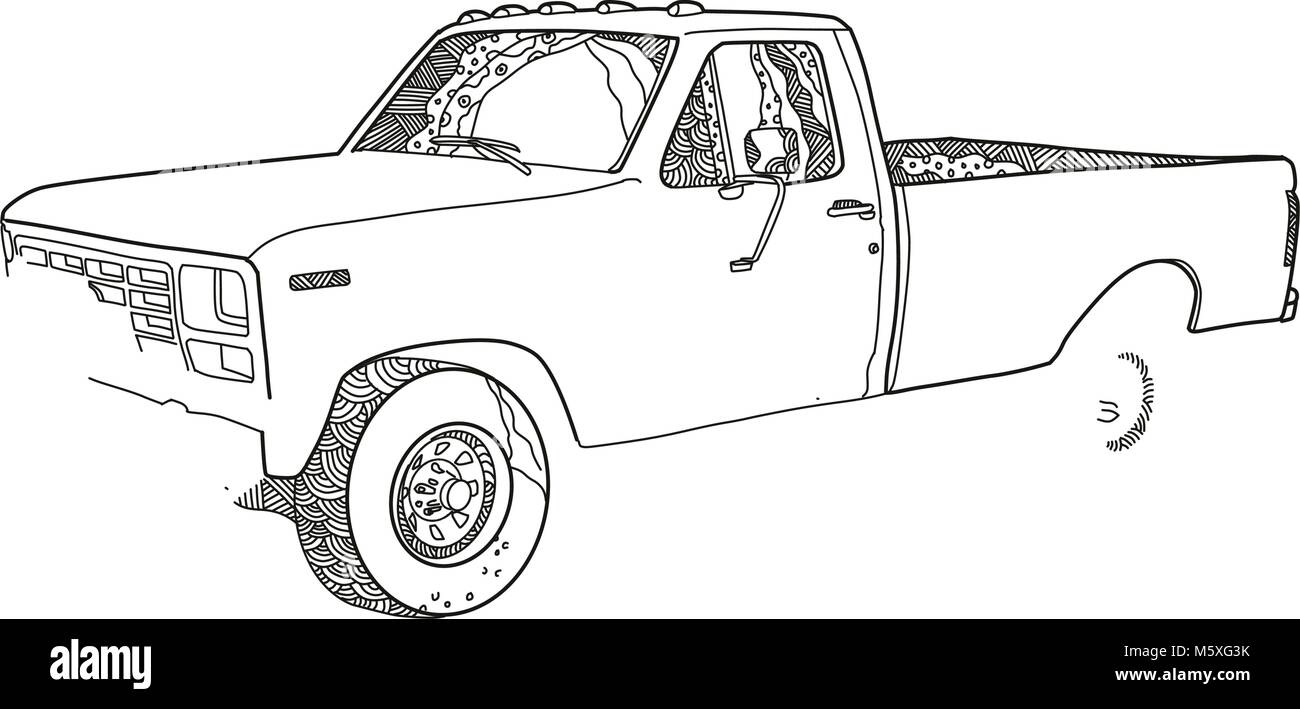 Doodle art illustration of a snow plow or snowplow truck with snow plow blade fitted done in mandala style stock vector image art