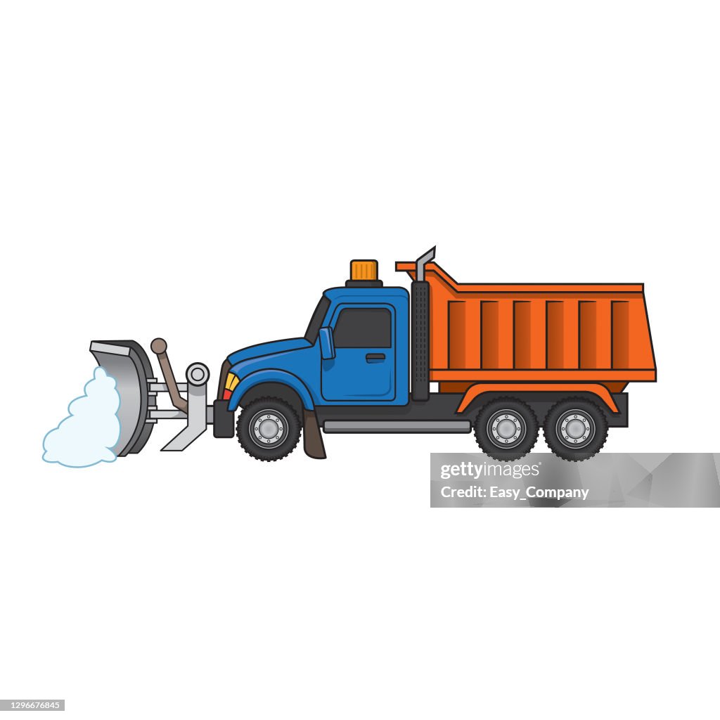 Snowplow snowplough motor grader snow removal truck equipment machine vehicle multicolored for coloring page children book high