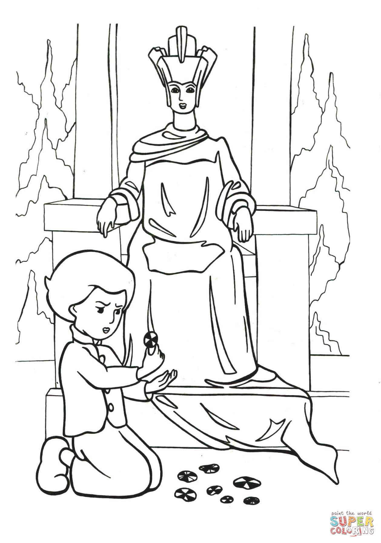 Kai and snow queen coloring page free printable coloring pages