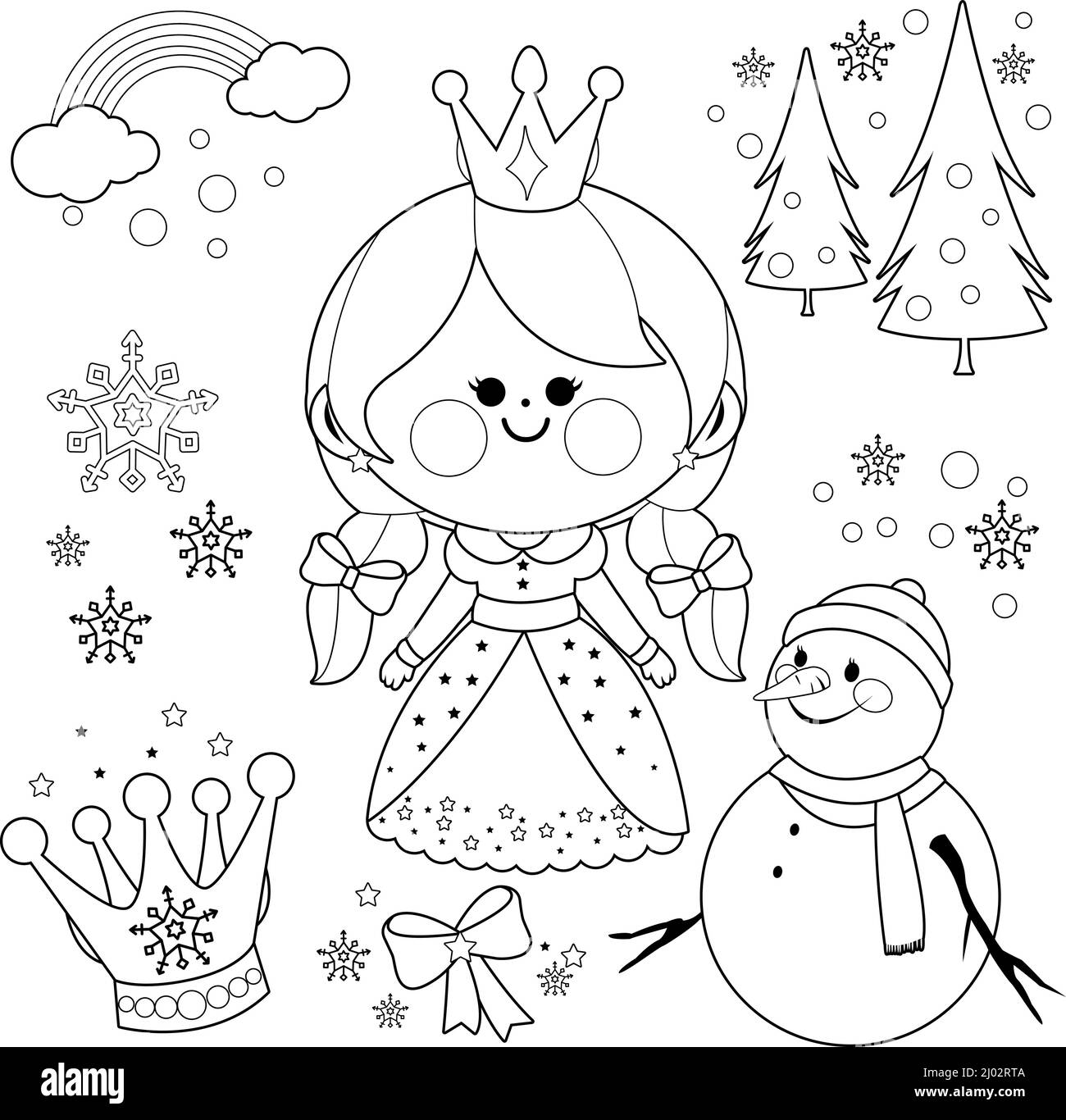 The snow queen fairy tale black and white stock photos images