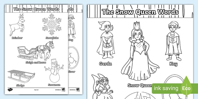 The snow queen louring sheets teacher made