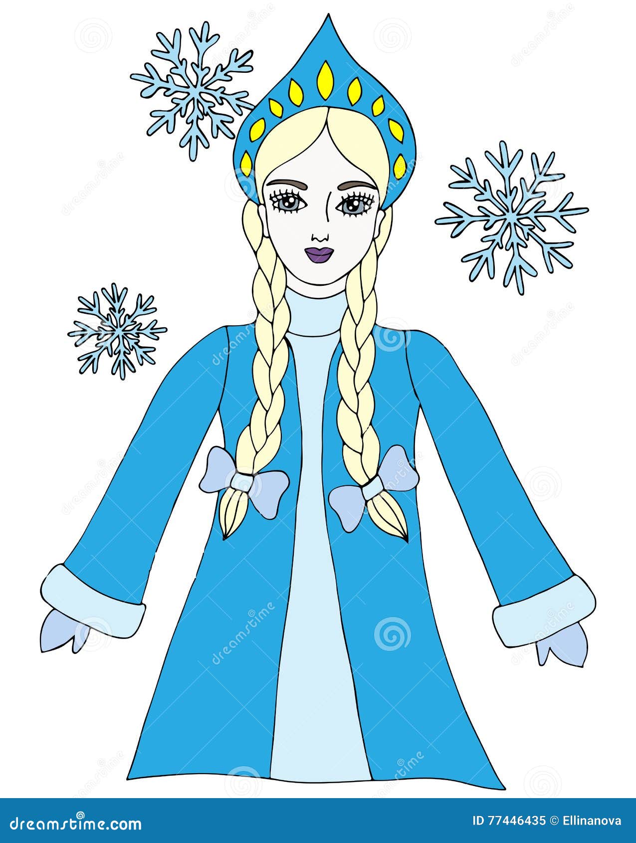 Colorful snow queen winter girl with snowflake stock vector